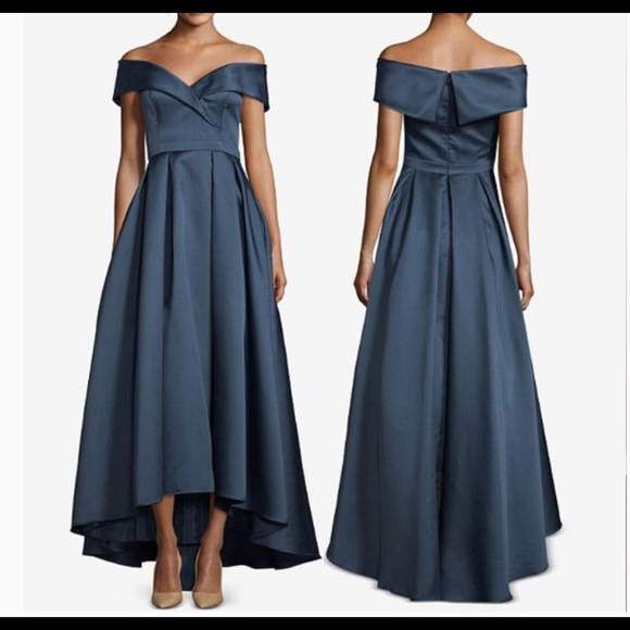 XSCAPE Sweetheart-Neck High-Low Ballgown Navy Blue - Picture 1 of 8